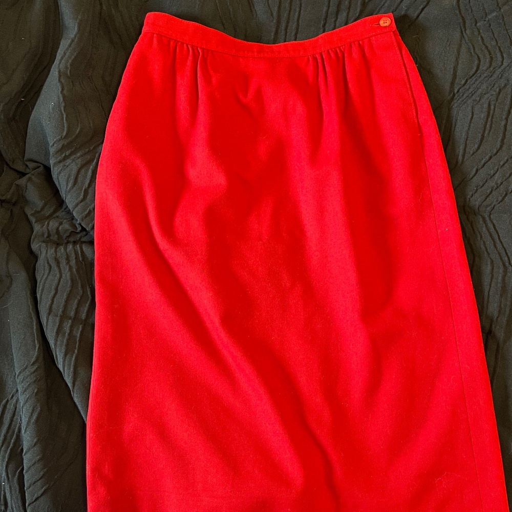 Pendleton Wool Skirt Red Vintage Preppy Classic High Waist Midi Size 10